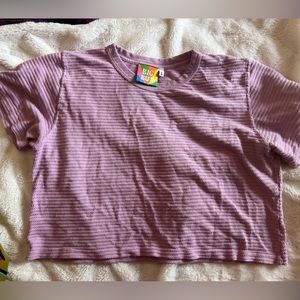 Big Bud Press Honeycomb Cropped Tee Purple Top Shirt Short Sleeve Women L